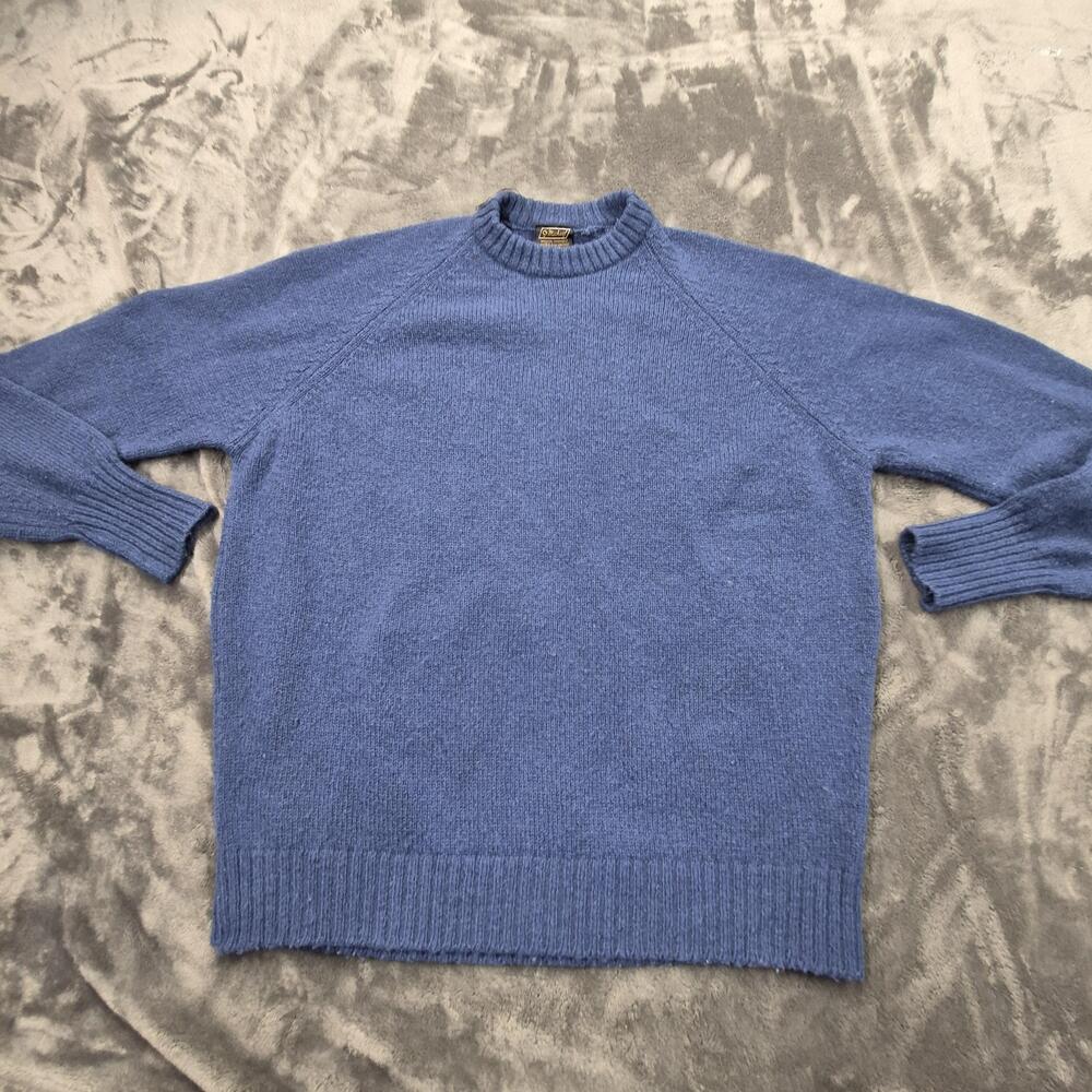 Vintage St Michael Marks & Spencer Shetland Wool Sweater Blue UK Made EU 56 44"